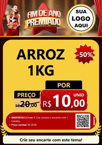 Modelo de Cartaz para Cartaz A4 Vertical com o tema Fim de Ano Premiado para Supermercado