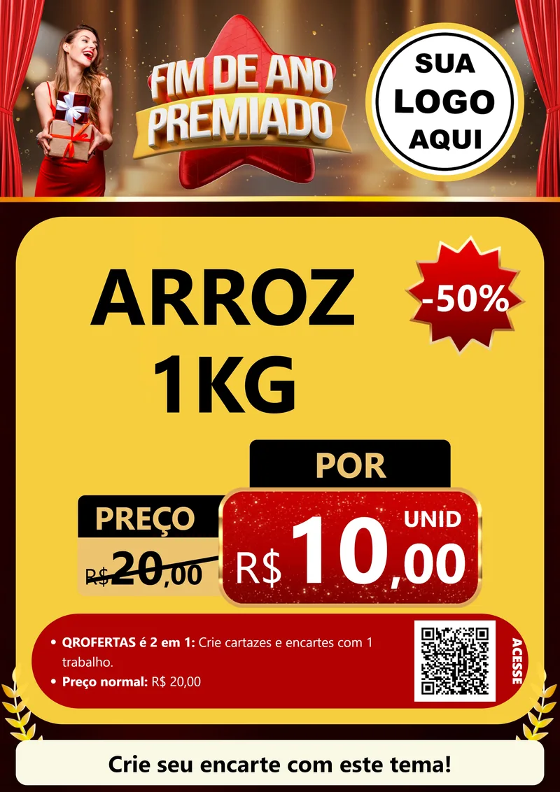 Modelo de Cartaz para Cartaz A4 Vertical com o tema Fim de Ano Premiado para Supermercado