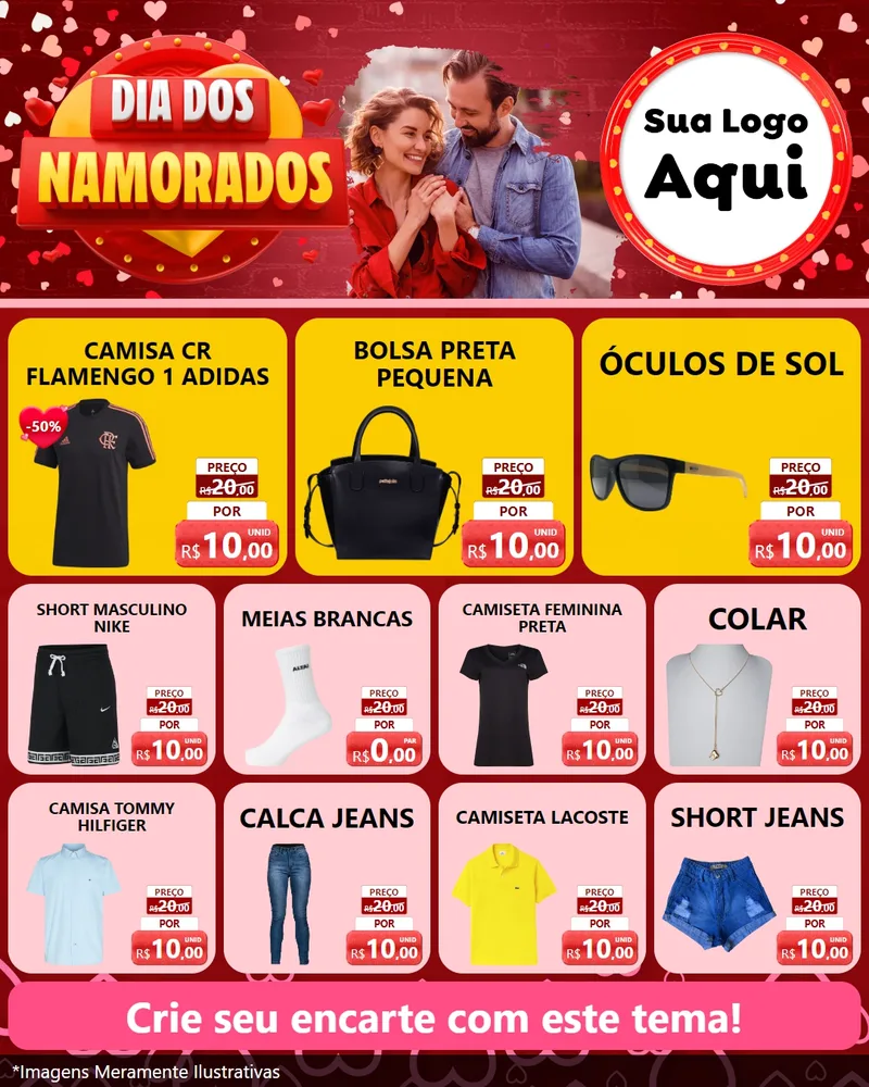 Modelo de Rede Social para Feed Instagram com o tema Dia Dos Namorados para Roupas e acessórios