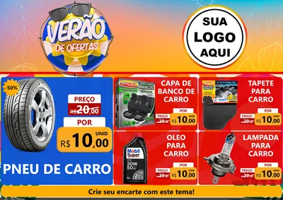 Modelo de Encarte para Encarte A4 Horizontal com o tema Verão de Ofertas para Auto peças
