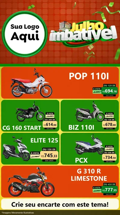 Modelo de TV para TV Vertical com o tema Julho Imbatível para Concessionaria de Motos