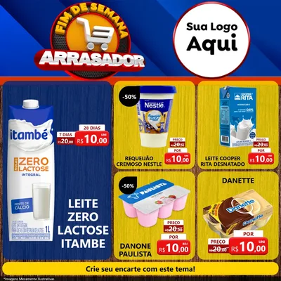 Modelo de Rede Social para Feed Facebook com o tema Fim De Semana Arrasador para Frios e Laticínios