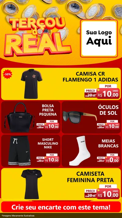 Modelo de TV para TV Vertical com o tema Terçou do Real para Roupas e acessórios
