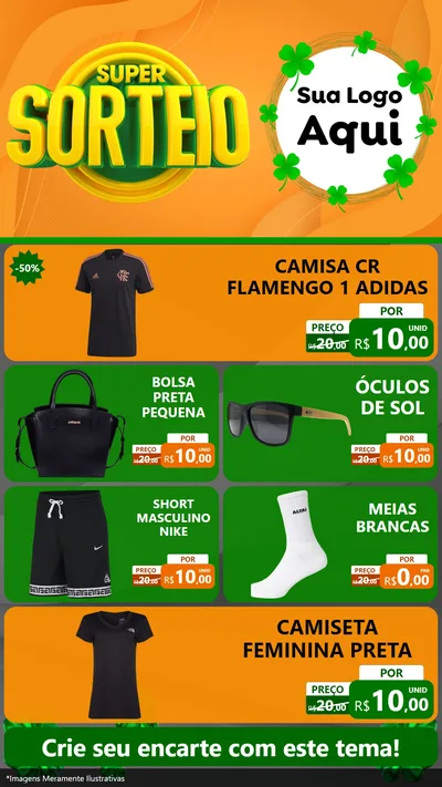 Modelo de TV para TV Vertical com o tema Super Sorteio para Roupas e acessórios