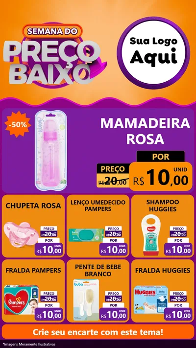 Modelo de Rede Social para Stories com o tema Semana do Preço Baixo para Bebês