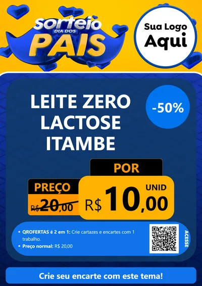 Modelo de Cartaz para Cartaz A4 Vertical com o tema Sorteio Dia dos Pais para Frios e Laticínios