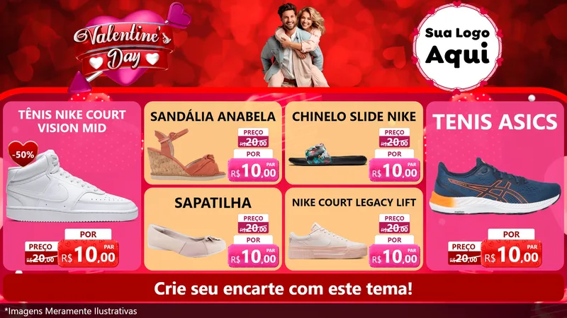 Modelo de TV para TV Horizontal com o tema Valentine's Day para Calçados