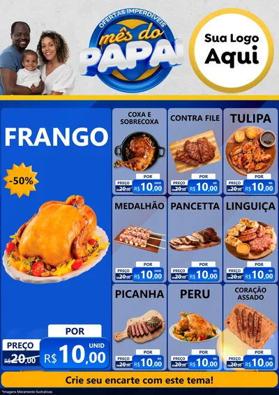 Modelo de Encarte para Encarte A4 Vertical com o tema Ofertas Imperdíveis Mês Do Papai para Assados