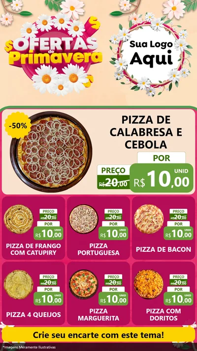 Modelo de Rede Social para Stories com o tema Ofertas de Primavera para Pizzaria