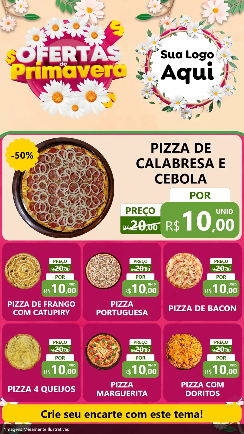 Modelo de Rede Social para Stories com o tema Ofertas de Primavera para Pizzaria