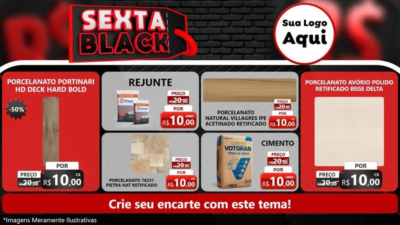 Modelo de TV para TV Horizontal com o tema Sexta Black para Pisos e revestimentos