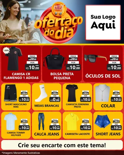 Modelo de Rede Social para Feed Instagram com o tema Ofertaço Do Dia para Roupas e acessórios