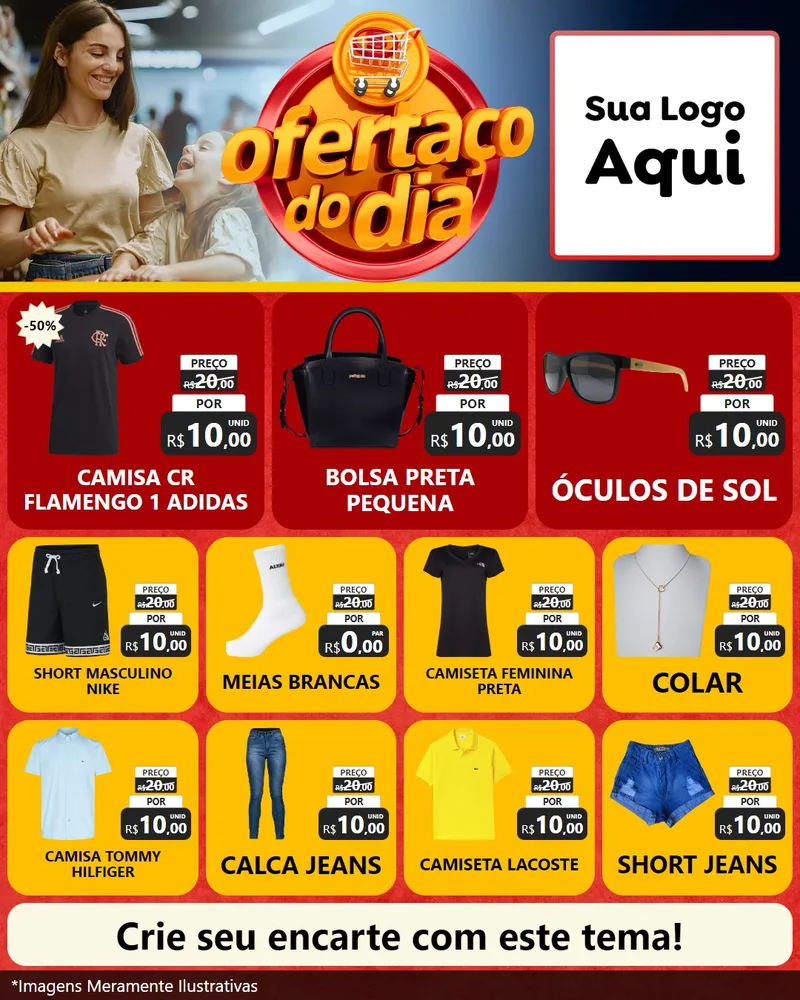 Modelo de Rede Social para Feed Instagram com o tema Ofertaço Do Dia para Roupas e acessórios