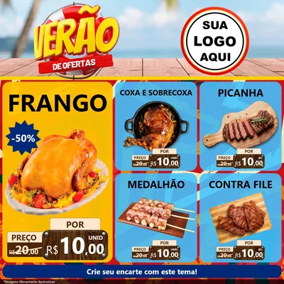 Modelo de Rede Social para Feed Facebook com o tema Verão de Ofertas para Assados