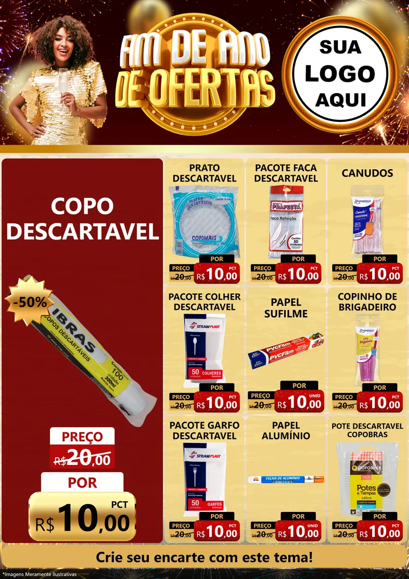 Modelo de Encarte para Encarte A4 Vertical com o tema Fim de Ano de Ofertas para Embalagens