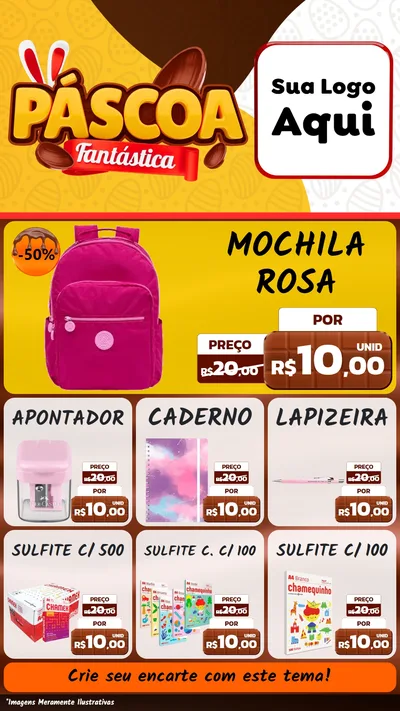 Modelo de Rede Social para Stories com o tema Páscoa Fantástica para Papelaria