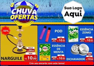Modelo de Encarte para Encarte A4 Horizontal com o tema Chuva de Ofertas para Tabacaria