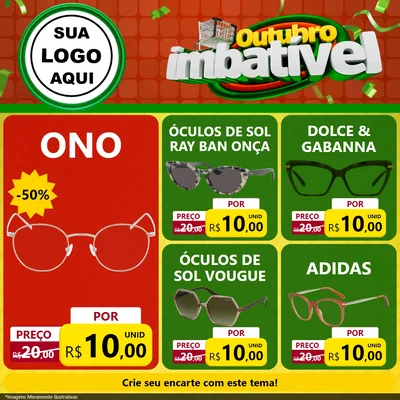Modelo de Rede Social para Feed Facebook com o tema Outubro Imbatível para Óticas
