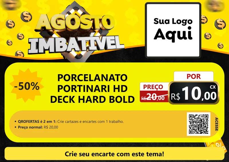 Modelo de Cartaz para Cartaz A4 Horizontal com o tema Agosto Imbatível para Pisos e revestimentos