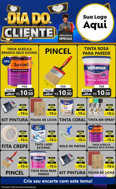 Modelo de Encarte para Encarte Grande com o tema Dia Do Cliente para Tintas e Ferramentas