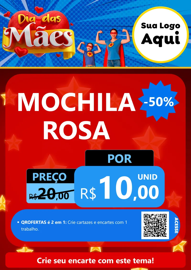 Modelo de Cartaz para Cartaz A4 Vertical com o tema Dia das Mães para Papelaria
