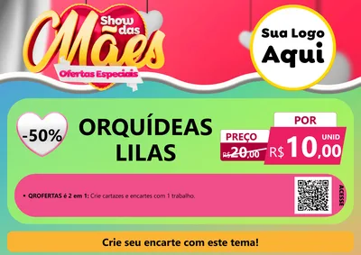 Modelo de Cartaz para Cartaz A4 Horizontal com o tema Show das Mães - Ofertas Especiais para Floricultura e jardim