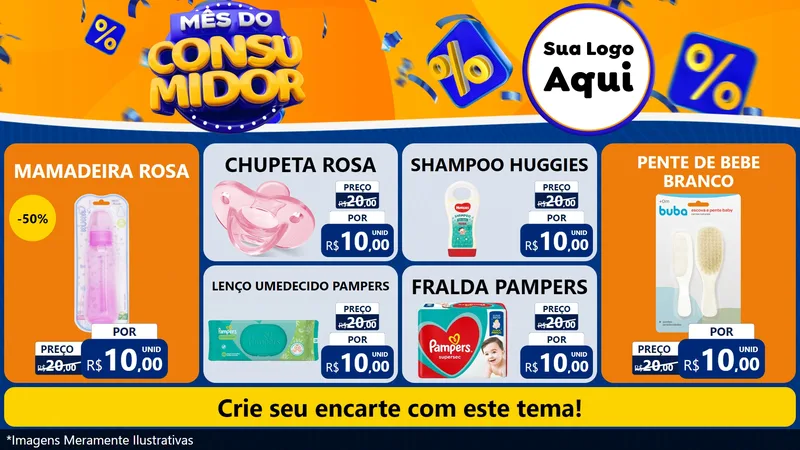 Modelo de TV para TV Horizontal com o tema Mês do Consumidor para Bebês