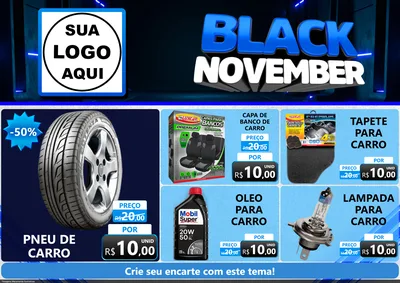 Modelo de Encarte para Encarte A4 Horizontal com o tema Black November para Auto peças
