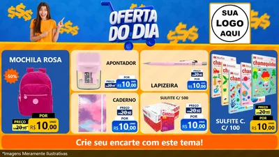 Modelo de TV para TV Horizontal com o tema Oferta do Dia para Papelaria
