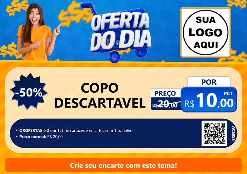 Modelo de Cartaz para Cartaz A4 Horizontal com o tema Oferta do Dia para Embalagens