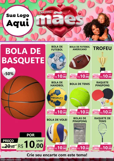 Modelo de Encarte para Encarte A4 Vertical com o tema Dia das Mães para Artigos Esportivos