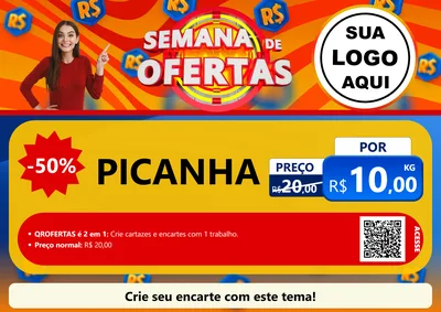 Modelo de Cartaz para Cartaz A4 Horizontal com o tema Semana de Ofertas para Açougue