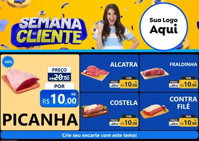 Modelo de Encarte para Encarte A4 Horizontal com o tema Semana do Cliente para Açougue