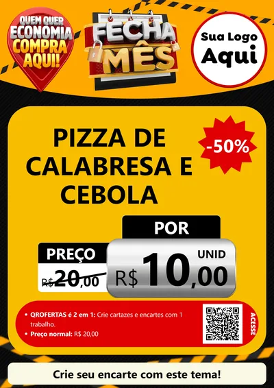 Modelo de Cartaz para Cartaz A4 Vertical com o tema Fecha Mês para Pizzaria