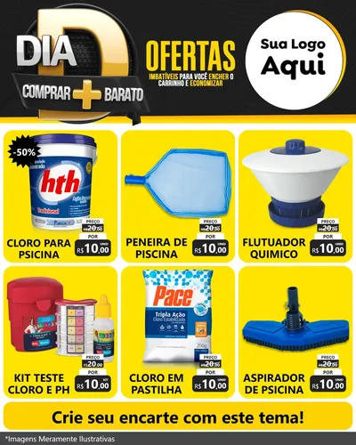 Modelo de Rede Social para Feed Instagram com o tema Dia D Mais Economia para Produtos para Piscina