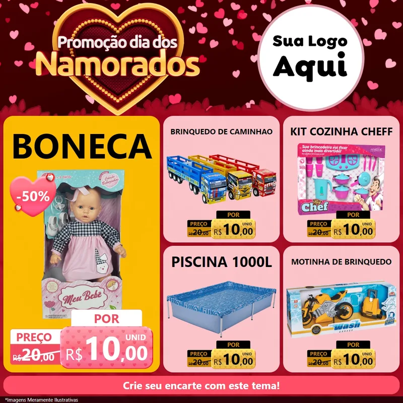 Modelo de Rede Social para Feed Facebook com o tema Promoção Dia Dos Namorados para Brinquedos