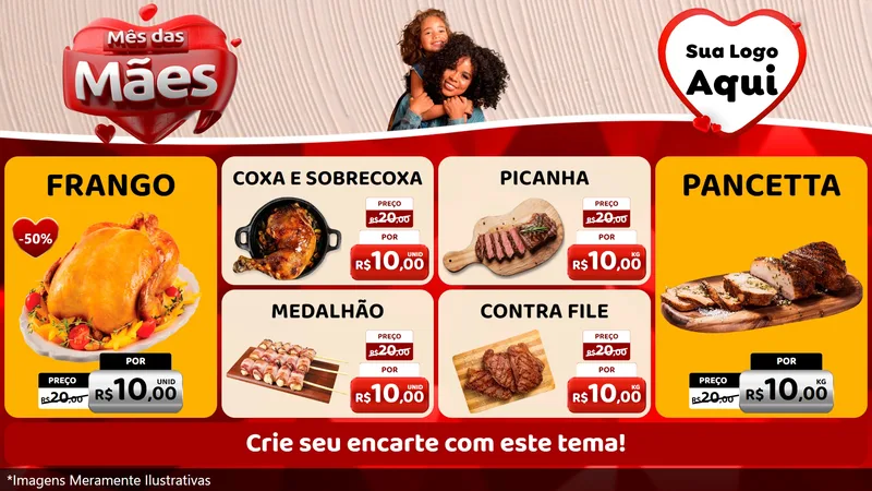 Modelo de TV para TV Horizontal com o tema Mês das Mães para Assados