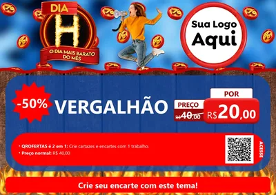 Modelo de Cartaz para Cartaz A4 Horizontal com o tema Dia H - O Dia Mais Barato Do Mês para Ferragens
