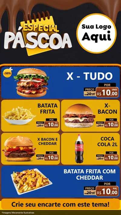 Modelo de TV para TV Vertical com o tema Especial Páscoa para Hamburgueria