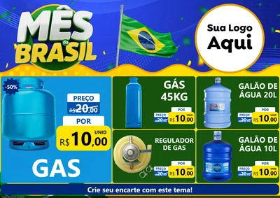 Modelo de Encarte para Encarte A4 Horizontal com o tema Mês do Brasil para Água e gás
