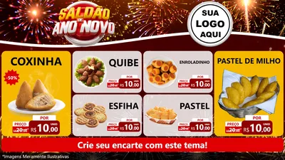 Modelo de TV para TV Horizontal com o tema Saldão de Ano Novo para Salgadaria