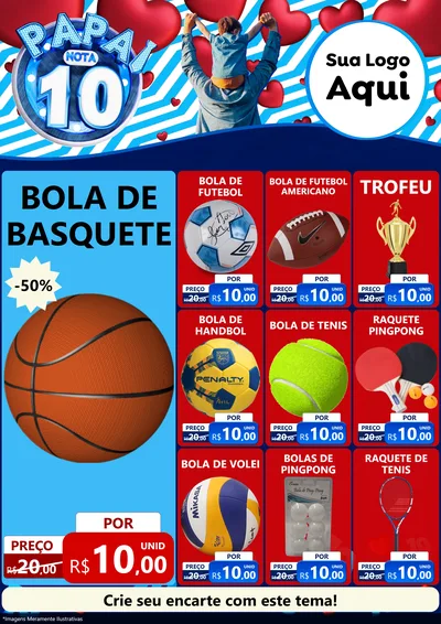 Modelo de Encarte para Encarte A4 Vertical com o tema Papai Nota 10 para Artigos Esportivos