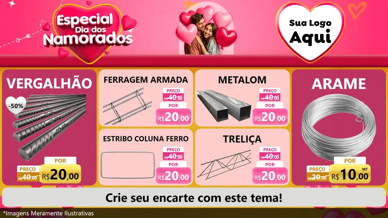 Modelo de TV para TV Horizontal com o tema Especial Dia dos Namorados para Ferragens