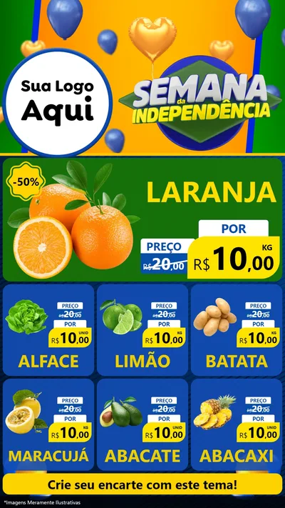 Modelo de Rede Social para Stories com o tema Semana da Independência para Hortifrúti