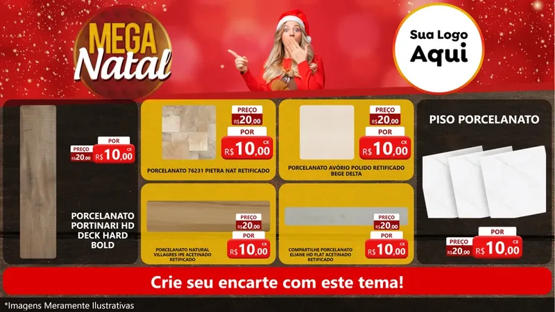 Modelo de TV para TV Horizontal com o tema Mega Natal para Pisos e revestimentos