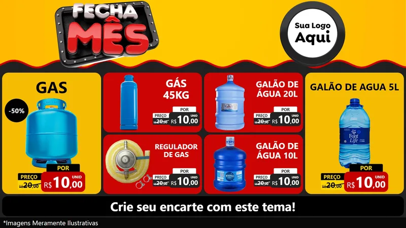 Modelo de TV para TV Horizontal com o tema Fecha Mês para Água e gás