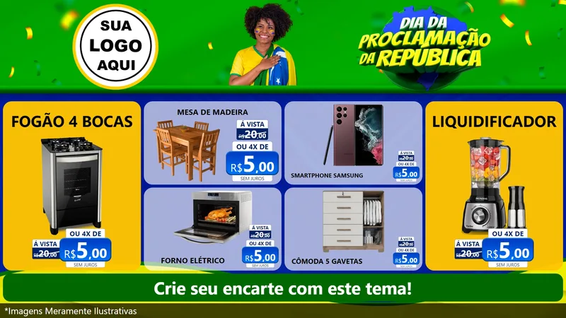 Modelo de TV para TV Horizontal com o tema Dia Da Proclamação Da República para Móveis e Eletro