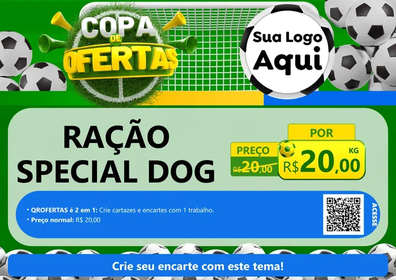 Modelo de Cartaz para Cartaz A4 Horizontal com o tema Copa De Ofertas para Pet Shop