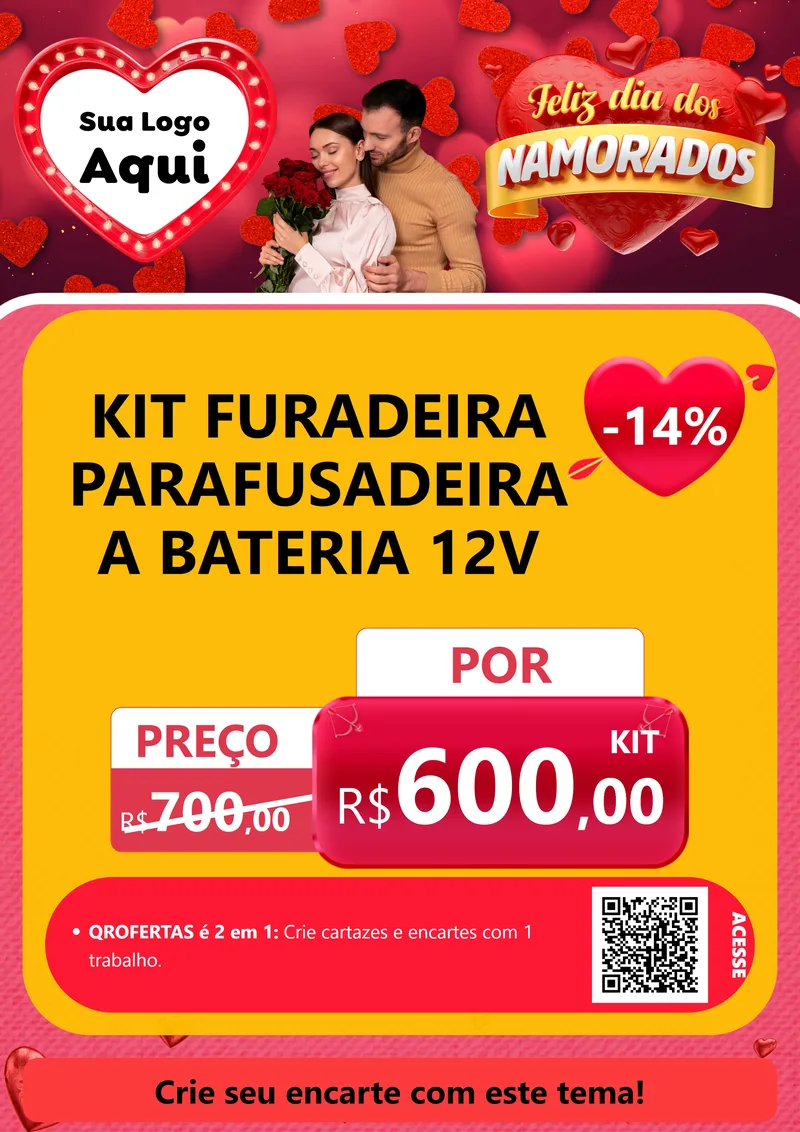 Modelo de Cartaz para Cartaz A4 Vertical com o tema Feliz Dia Dos Namorados para Maquinas e Ferramentas