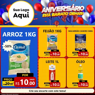 Modelo de Rede Social para Feed Facebook com o tema Aniversário para Supermercado